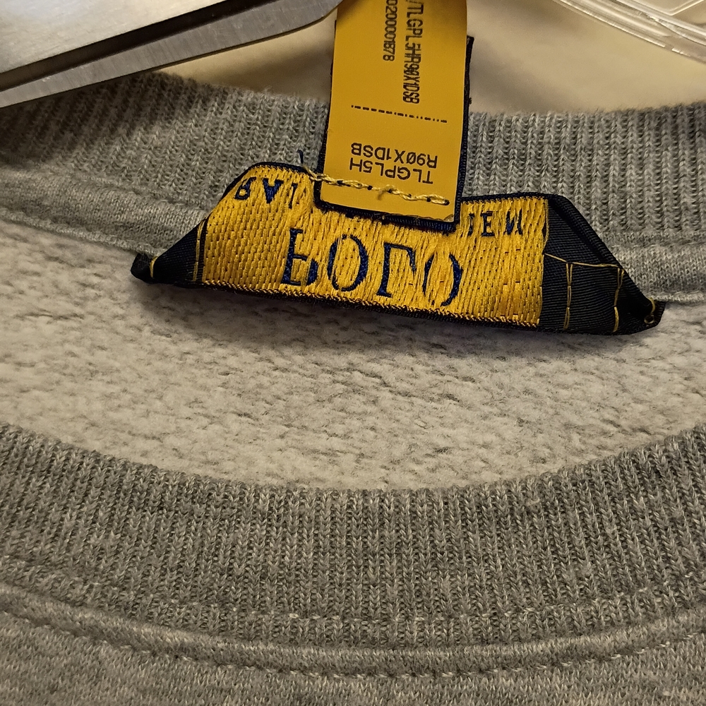 Girls Polo by Ralph Lauren Ruffle Shoulder Sweatshirt Heather Gray - Picture 8 of 10